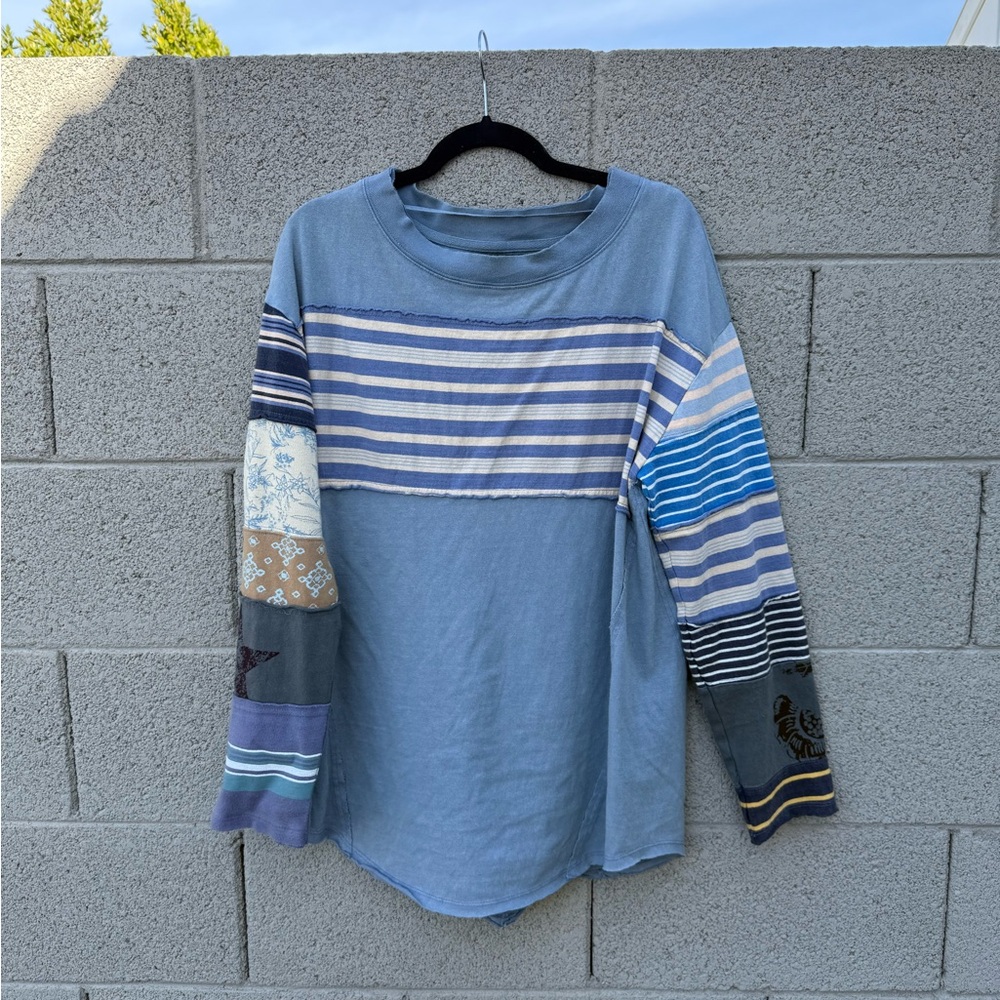 Striped Patchwork Long Sleeve Shirt